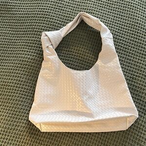 Cream Textured Shoulder Bag with Slouchy Handle